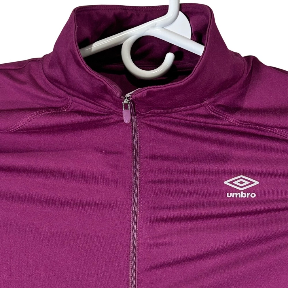 Umbro Womens Full Zip Track Jacket XL Plum Purple Athletic Mock Neck Soccer Logo
